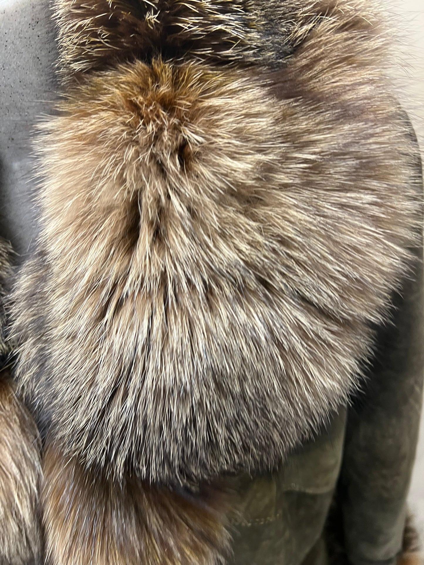 Manteau du bordure en fourrure de renard argenté