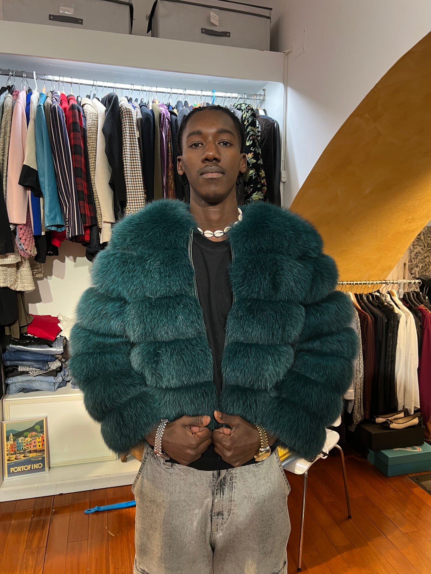 Blouson en fourrure de renard