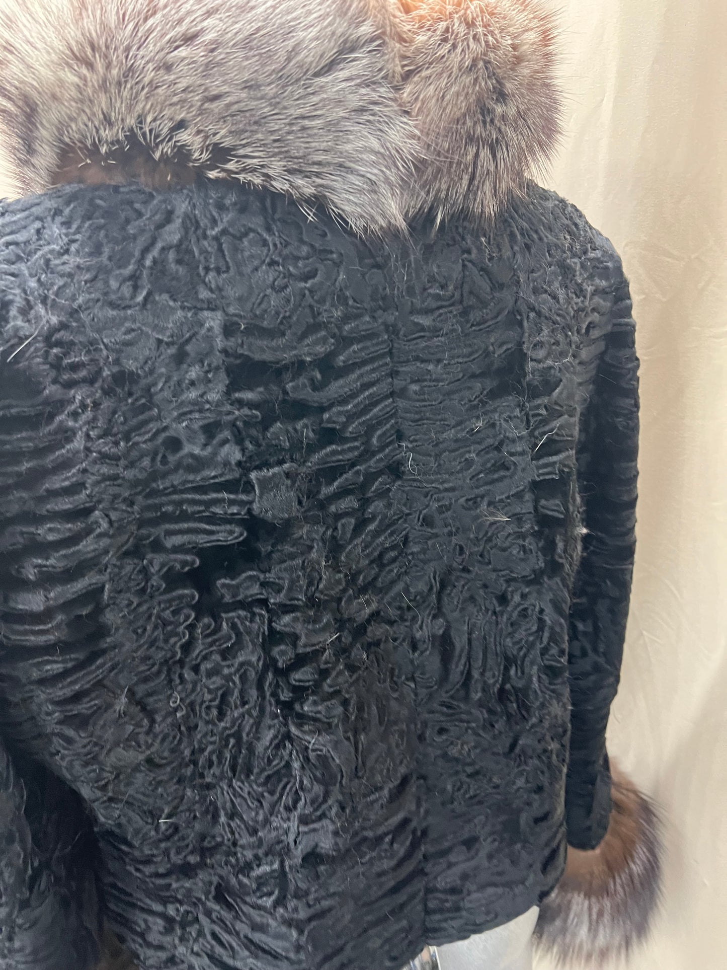 Renard sur le col et le poignet fourrure en persan