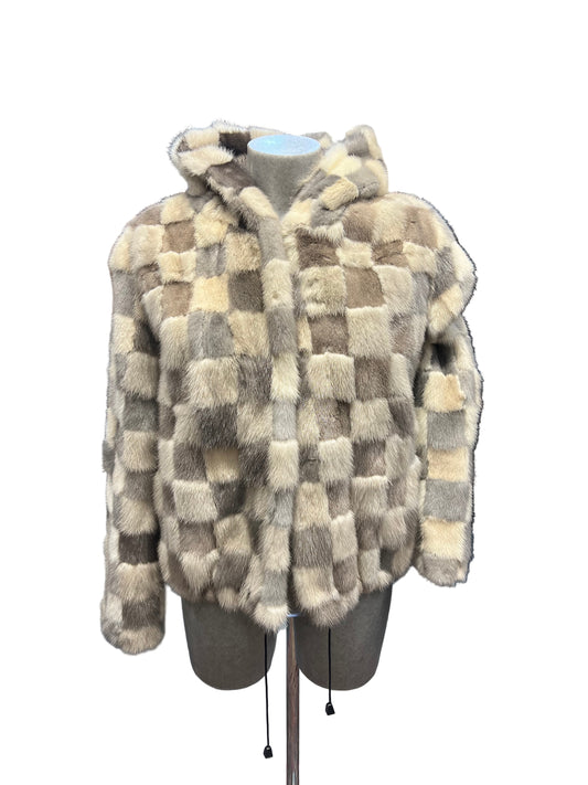 Bomber avec capuche en fourrure de vison Carré